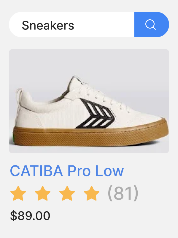 Google shoppng sneaker search result.